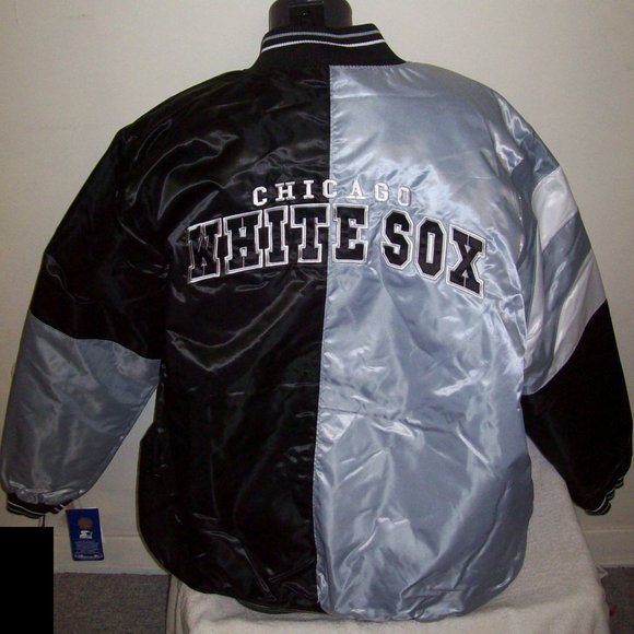 CHICAGO WHITE SOX 50/50 SILVER/BLACK Snap Down STARTER Jacket 3X 4X 5X 6X